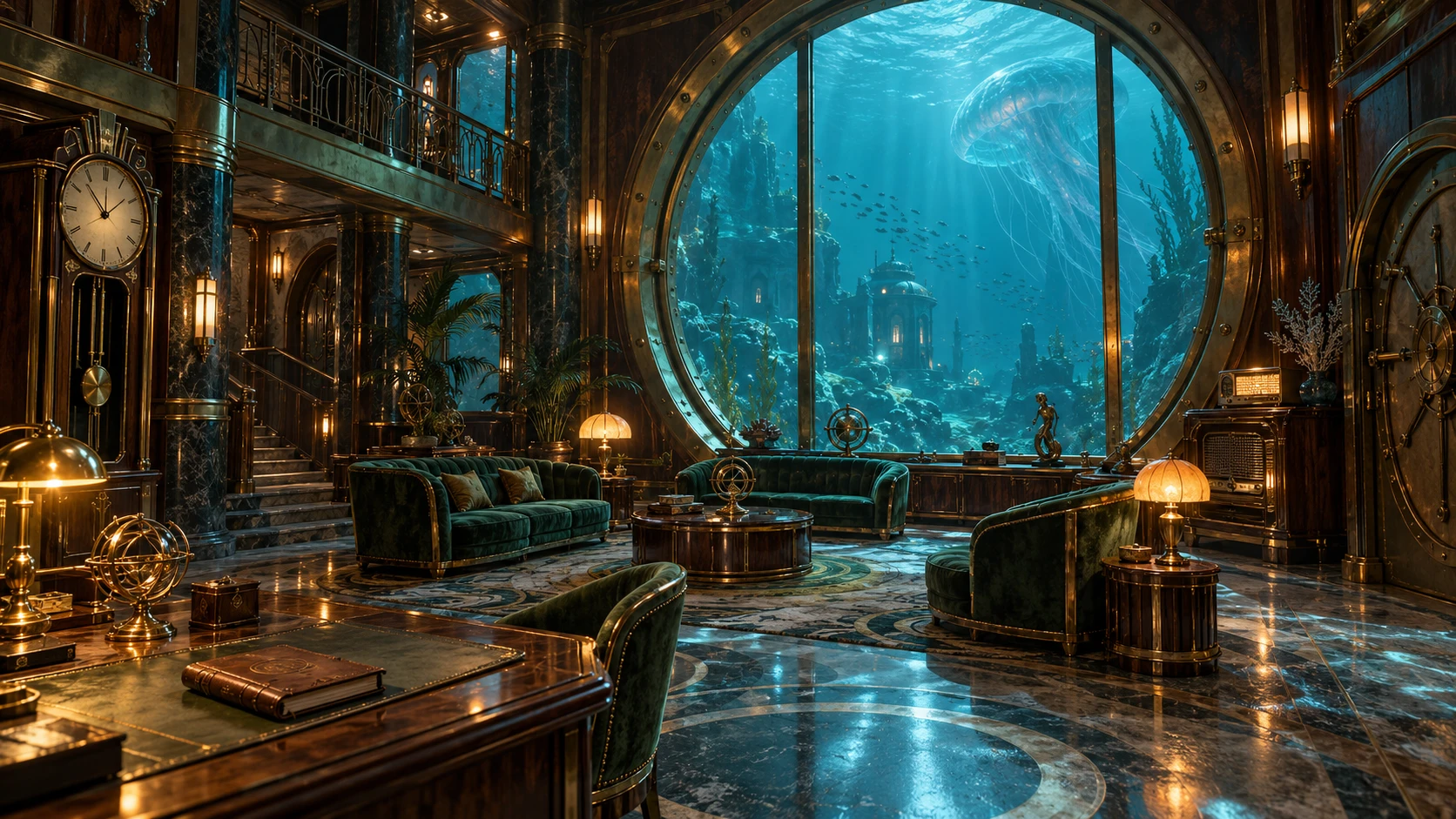 A brass and walnut observatory deep beneath the ocean